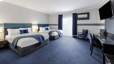 Queen-Single Room, sleeps three. Queen Bed and Single Bed.