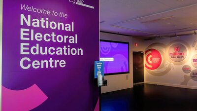 Welcome to the National Electoral Education Centre entrance sign