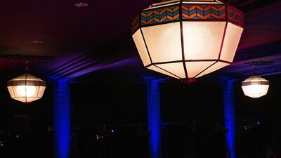 Close up of Art Deco lighting fixtures in Arc Cinema