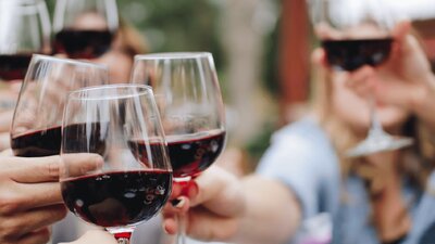 CGT Wine Tour - wine glasses cheering