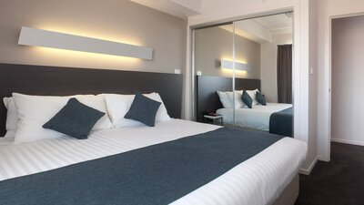 Interior of Abode Tuggeranong apartment bedroom