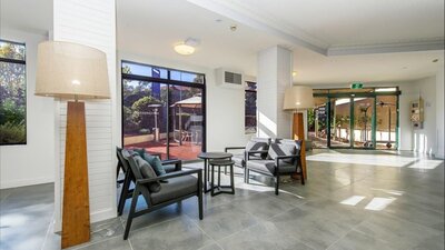 Lobby interior showing front doors