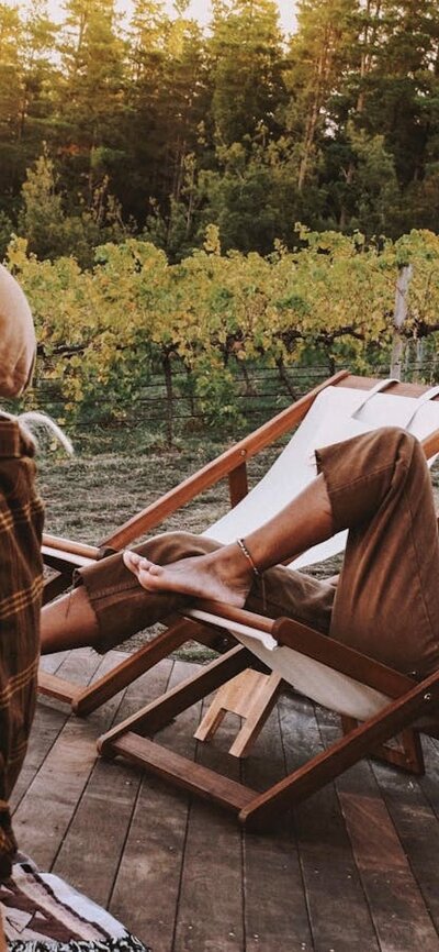 Edgar sits at the top of the vineyard, worth the uphill walk with views into the vines and pines