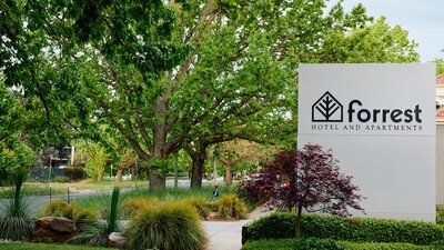 Forrest Hotel and Apartments sign