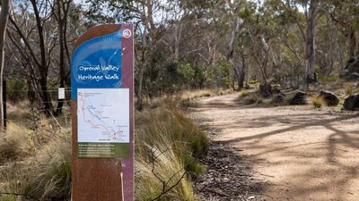 Bushland with trail signage in foreground