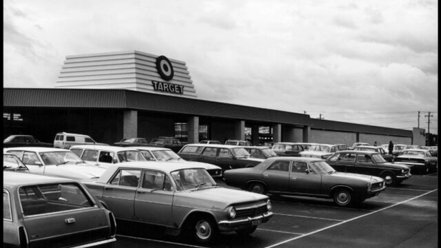nla.gov.au/nla.obj-161088650 Sepia image of a Target store in 1975