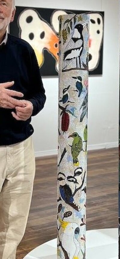 Owner Robert Stephens with Indigenous artworks