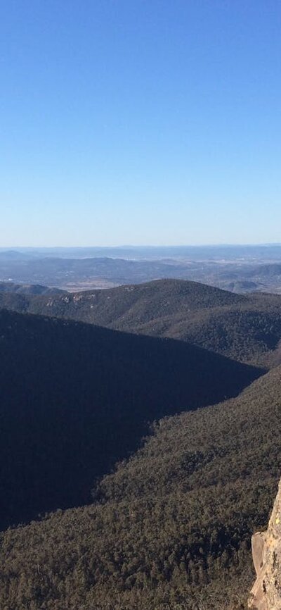 View from Booroomba Rocks on a clear winter day View from Booroomba Rocks on a clear winter day