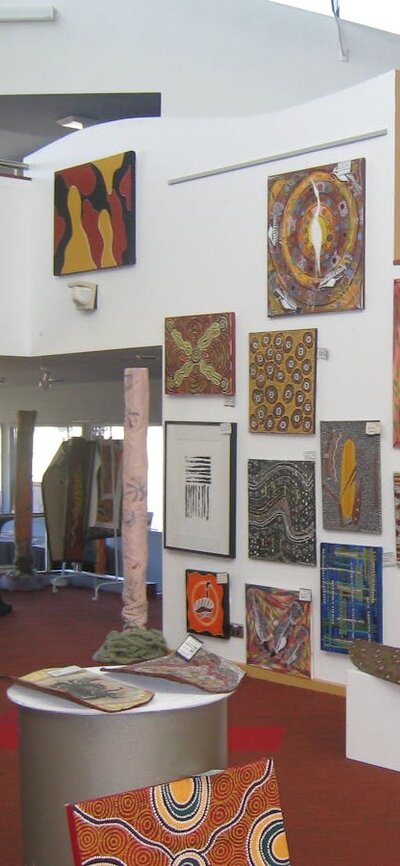 The lower level of the Gallery Looking to the left of the stairs that lead up to the art workshop area
