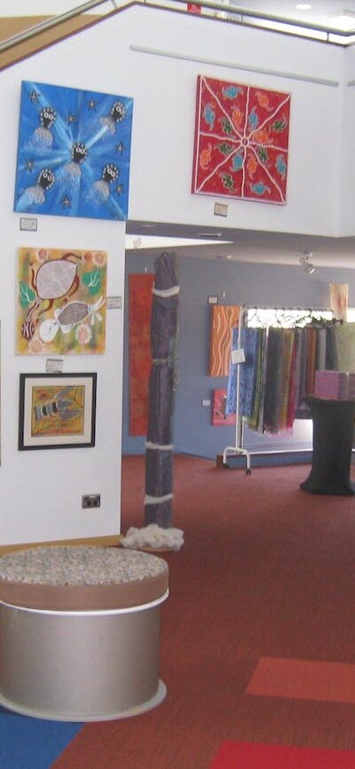 Plenty of artwork Artwork on display on the walls to the right of the staircase