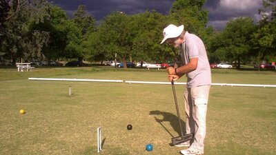 Gentleman at practice on a stormy day