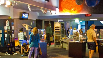 Inside view of visitors browsing displays at the Canberra Deep Space Communication Complex