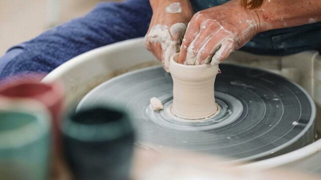 Canberra Potters pottery being made on a pottery wheel