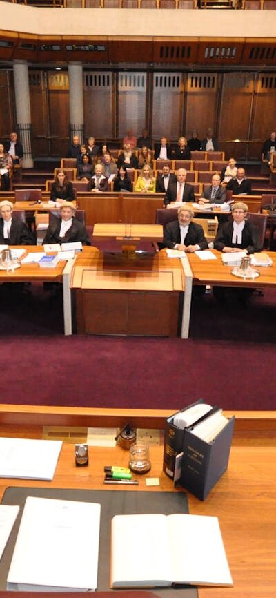 Interior of Courtroom 1 High Court of Australia in session