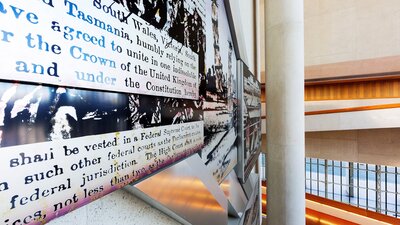 Artwork on the walls of the High Court of Australia interior