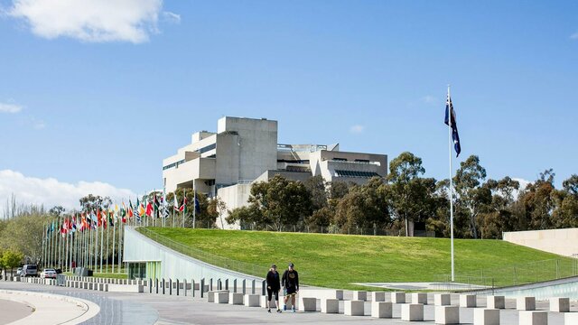 International Flag Display with views to the High Court of Australia International Flag Display with the High Court of Australia in the background