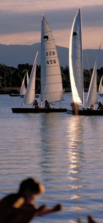 Sailing boats at sunset