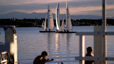 Sailing boats at sunset