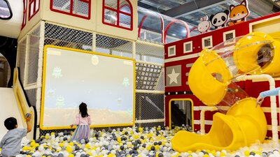 interactive screen and ball pit