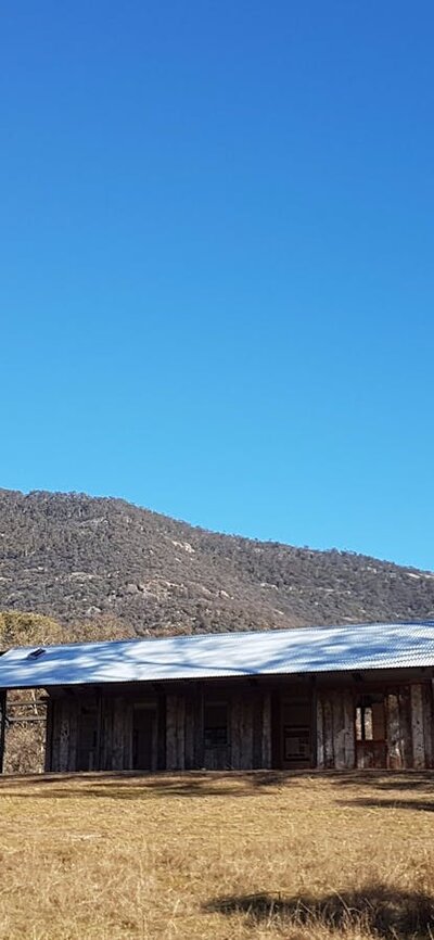 Interpretive shelter with Mt Tennent in the background