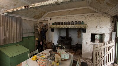 old style kitchen with fireplace