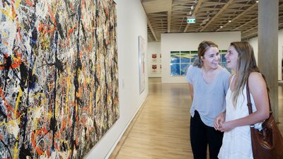 Women looking at art in the National Gallery of Australia, 2015