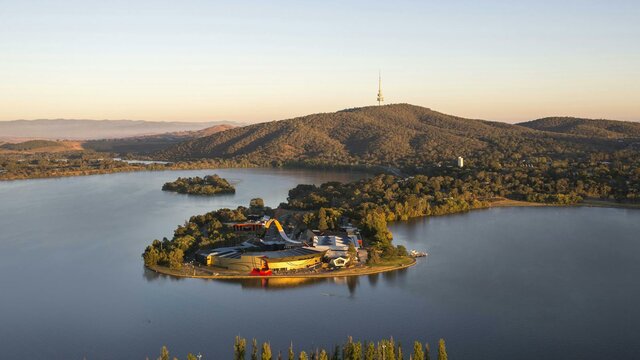 An aerial view of the National Museum of Australia, Canberra. An aerial view of the National Museum of Australia, Canberra.