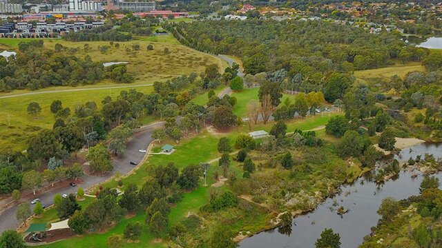 Pine Island Reserve, Canberra aerial view of Pine Island Reserve