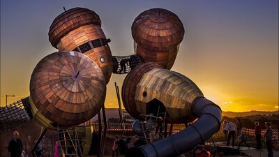 Pod Playground at dusk