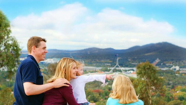 Fantastic views from the lookout Family looking over Canberra from Red Hill Lookout