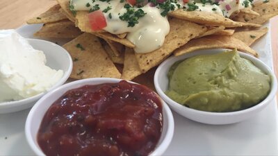 Plate of deconstructed nachos