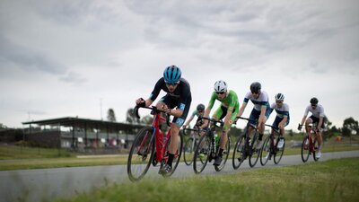 cyclists on criterium circuit
