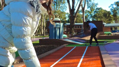 Children on the miniature golf course