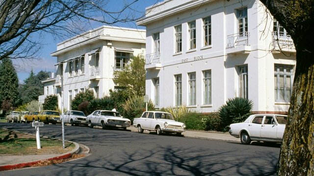 Photograph of historic East Block building, home to National Archives of Australa in Canberra.