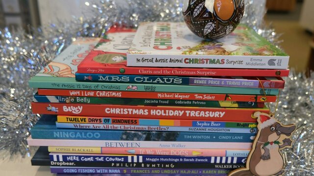 A stock of Christmas titles at the National Library Bookshop