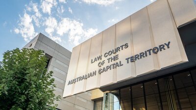 The facade of the ACT Law Courts building.