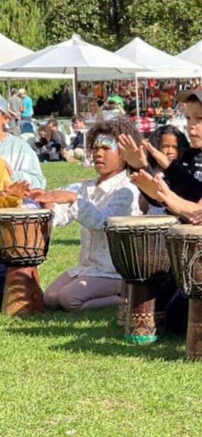 kids drumming at African Festival in the Park