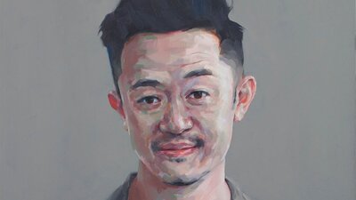A painted portrait of Benjamin Law.
