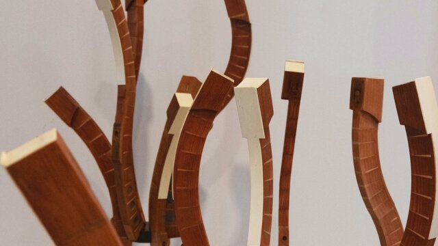 Martin Rowney, Dance Class 3 (artwork detail), 2026, mixed media, piano keys close up of sculpture made from reassembled piano keys