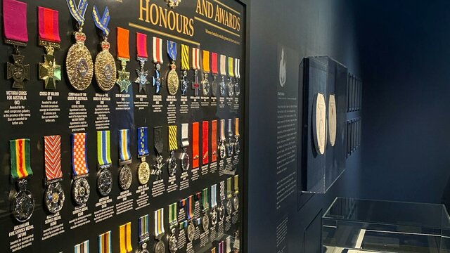 Australian honours and awards medals on display at the exhibition Australian honours and awards medals on display at the exhibition