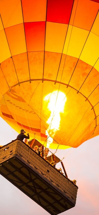 Take to the sky on your own balloon ride Passengers in a hot air balloon