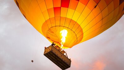 Passengers in a hot air balloon