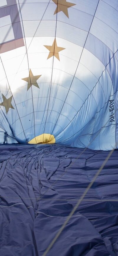 View inside a hot air balloon as it inflates