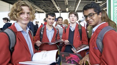 Four students facing the camera at the Canberra CareersXPo