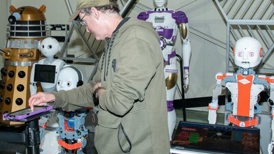 Man working the Robots at the Canberra CareersXpo