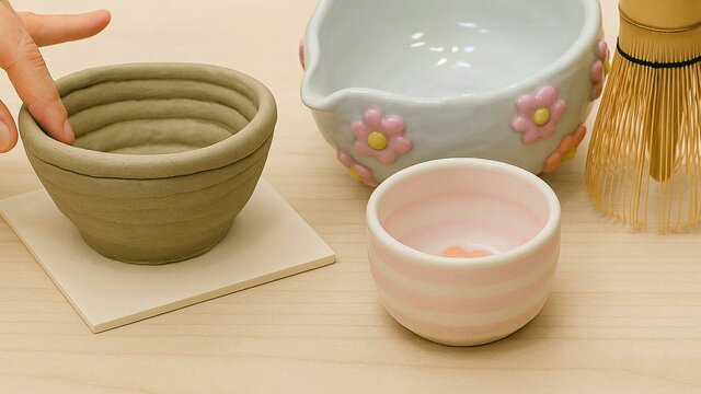 hand building a matcha bowl