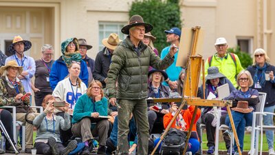 Warwick Fuller - oil painting demonstration at Government House