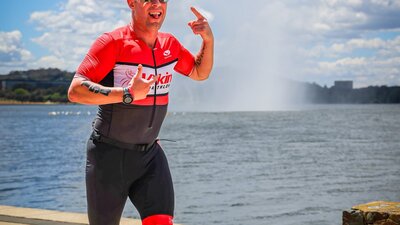 Local Age Group Competitor from Vikings Triathlon Club at Challenge Canberra 2023