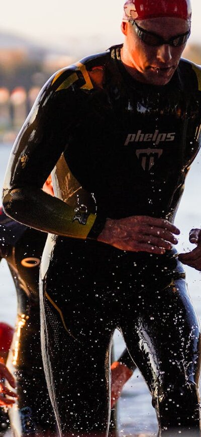 Swimmers exiting the water