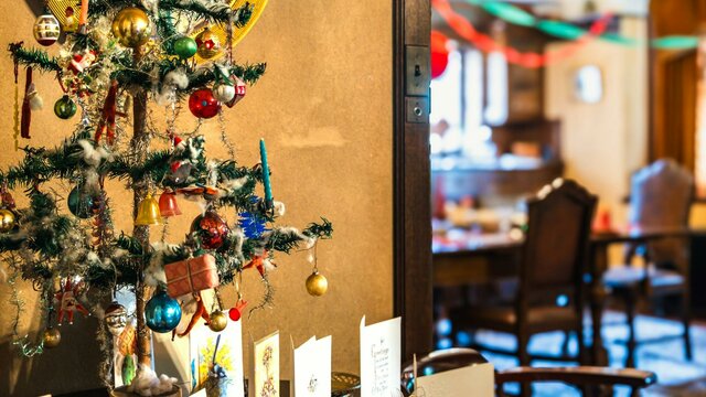 Christmas tree display at Calthorpes House